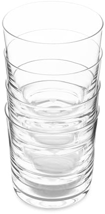 Jamie Oliver Big Love Top Tumbler, Set of 4 Clear Drinking Glasses, Ideal Drinkware for Water, Juice or Cocktails, Dishwasher Safe, Gift Boxed