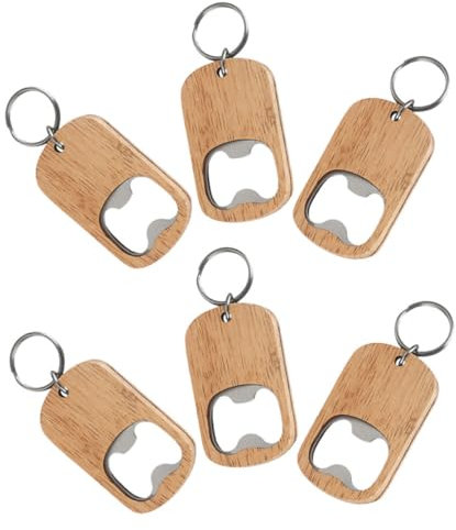 TOPBATHY 6 Piezas Abrebotellas de Madera para Llaveros de Diseño Elegante y Práctico Abridor Manual para Cerveza y Bebidas para Cerveza Herramienta Esencial para Fiestas