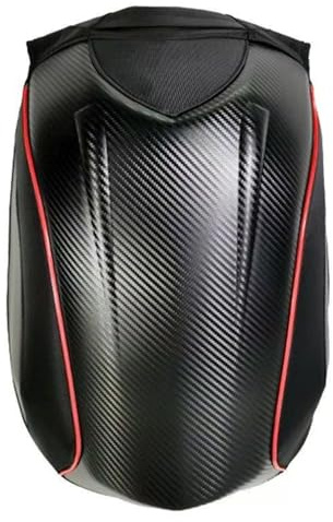 Generisch Motorrad-Rucksack mit Carbonfaser-Hartschale, 30-48L Erweiterbar, Helmfach, Multifunktionale Taschen, Schwarz