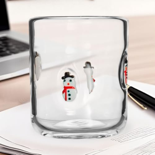 TYUIOP Weihnachtsglas mit Schneemann 414ml | Glühweinglas & Weinglas für Weihnachtsmarkt | 1er Set aus stabilem Glas | Spülmaschinenfest (B)