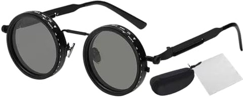Lentes de sol con bloqueo UV, lentes polarizados regulables, redondos de con filtro de luz ajustable, gafas con aspecto retro moderno, protección solar para vacaciones, viajes por carretera