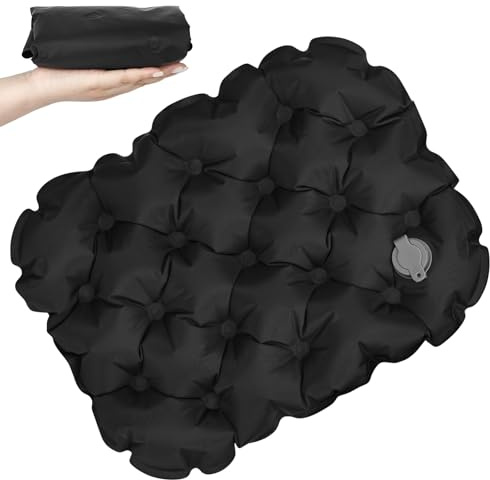 XTDMJ Inflatable Seat Cushion, Portable Travel Seat Cushion, Foldable and Lightweight, Air Seat Pad for Travel Camping Backpacking Sports Event (Black)