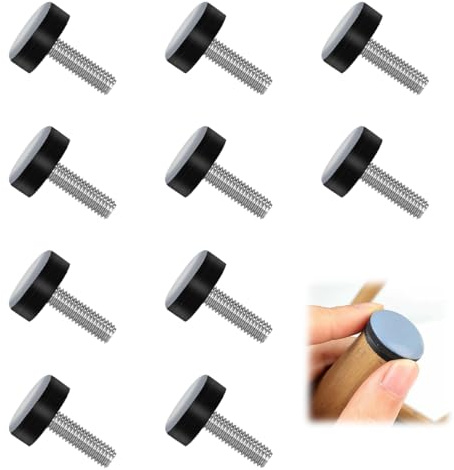 10 stycken möbeltassar med gänga M8, rund Ø 25 mm teflonglidare | stolglidare, glidhjälpmedel för stolar, möbeltassar, teflon, för soffa, skrivbord, portfölj, säng, fåtölj, tunga möbler