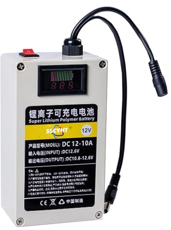 SSCYHT 40000mah Light, Portable Lithium Battery Pack 12V 10.4Ah 12Ah 20Ah 30Ah 40Ah 50Ah Lipo Battery with BMS for 12 Volts Power Motor Spare Kit