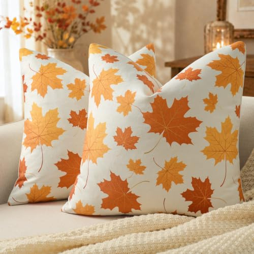 YCOLL Fundas de Cojín de Otoño 45x45 cm, Set 2, Decorativas Suave