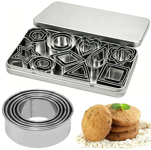 Cookie Cutter Set, 35-Piece Mini Cookie Cutters Collection with Star and Shape Cutters, Ideal for Baking Pastry and Biscuits, Compact Storage Design for Kitchen Organisation