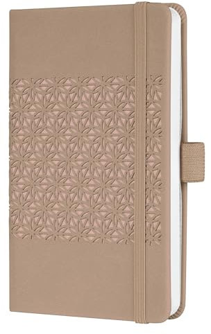 SIGEL JN200 Notizbuch Tagebuch Jolie, ca. A6, liniert, Hardcover, Gummiband, Stifteschlaufe, Einstecktasche, beige, vegan, aus nachhaltigem Papier