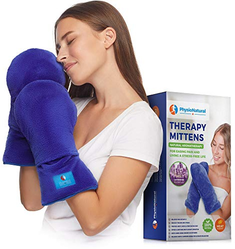 Microwave Safe Therapy Mittens with Flax Seeds - Moist Heat Therapy Relief for Hands and Fingers for Stiff Joints, Trigger Fingers, Inflammation, Raynauds, Carpal Tunnel, Natural Aromatherapy Gloves
