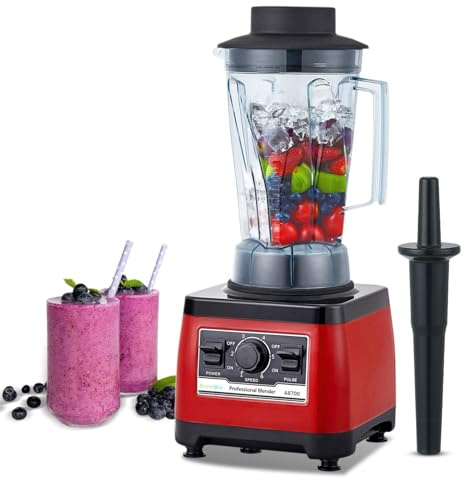 BioloMix Licuadora Profesional para Smoothies 2200W,Licuadora para Batidos de Frutas y Verduras,6 Velocidades Ajustables y 2 litros Jarra Tritan,Sin BPA,Rojo (A8800)