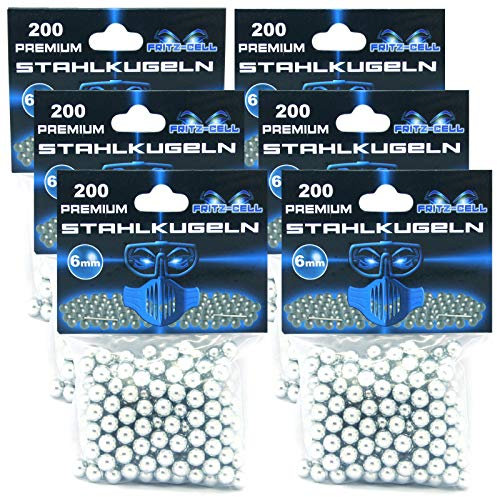 6 x 200 Stück 6 mm Stahlkugeln Zinkbeschichtet Munition für Schleuder Airsoft Katapult