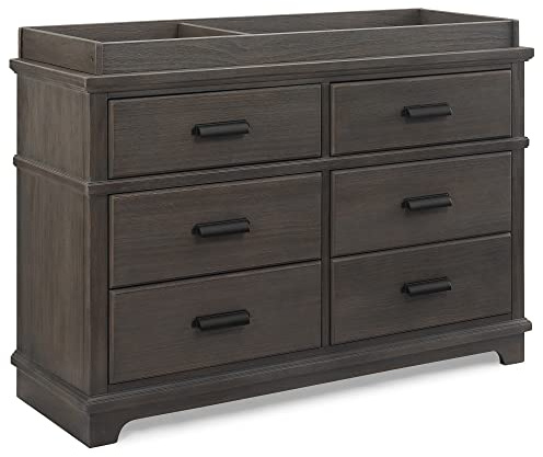 Delta Children Simmons Kids Asher 6 Drawer Dresser with Changing Top, Fully Assembled Rustic, Greenguard Gold Certified, Rustic Grey