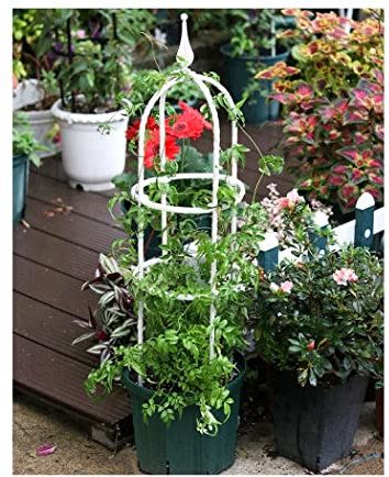 Obélisque de Jardin,treillis jardin,Tuteur Plante Grimpante,Jardin Tuteurs de Plantes,pour Plantes grimpantes,Treillis Fleur Soutien de Arche de Jardin en Forme de Tour ,Blanc,25*75cm/9.8*29.5in