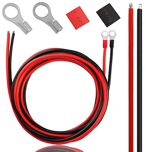 XMSJSIY Solarbatteriekabel, 10 Gauge, Wechselrichterkabel mit 3/8-Zoll-Ringklemmen, 10 AWG, verzinntes Kupfer, Verlängerungskabel für Solar, Wohnmobil, Auto, Boot (3 m)