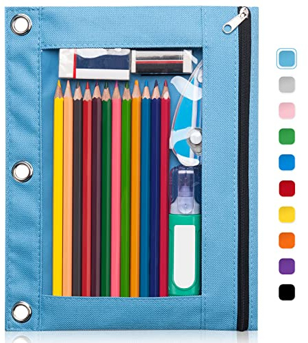 Forvencer 3 Ring Binder Pencil Pouch - Clear Window Pencil Case with Binder