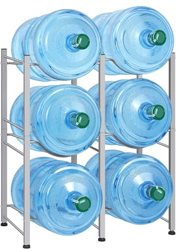 LIANTRAL Wasserflaschenhalter, 3 Ebenen, silberfarben, zweireihig, robust, mit 6 Schlitzen für Zuhause, Küche