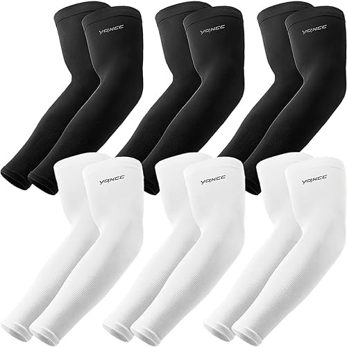 YQXCC 6 Pairs Arm Sleeves for Men Women | UPF 50 Cooling UV Sun Protection | Sports Compression Sleeves