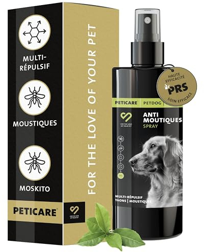 Peticare Spray Multi-Repelente para Perros | Protección Frente a Mosquitos, Mosca Negra, jejenes e Insectos | Acción Prolongada con tecnología PRS® | Aplicación fácil y Uniforme | petDog Protect 2809