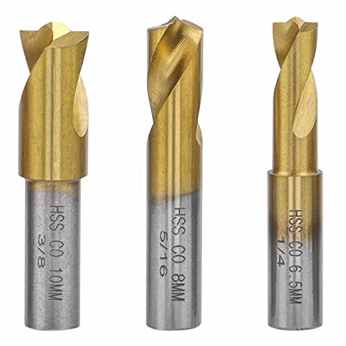 Treki 3pcs Forets à Souder par Point Forets à Souder à Point de Soudure 6.5mm/8mm/10mm Fraise à Dépointer HSS CO Forage de Soudure par Points Kit pour Enlever les Joints de Soudure en Tôle