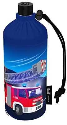 Emil Trinkflasche aus Glas für Mädchen & Jungen isolierte Glasflasche für Schule, Freizeit, Sport: Kinder & Eltern Feuerwehr 0,4l
