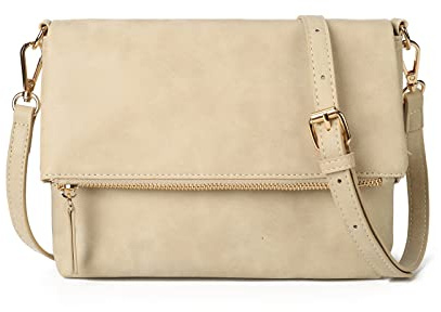 Gladdon Klein Handtasche Damen Umhängetasche,Crossbody Tasche Schultertasche Elegant Clutch Messenger PU-Leder Taschen Für Täglich Arbeit Einkaufen(Beige)