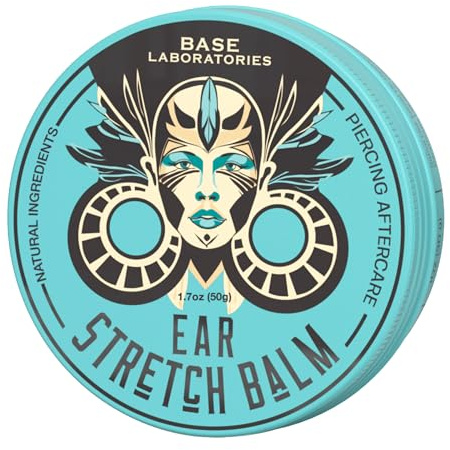 Base Labs Ohrdehnungsbalsam für Messgeräte | Ohrdehnungsbalsam zur Dehnung Ohrläppchens | Piercing-Nachpflege mit Sheabutter & Jojoba | 50g