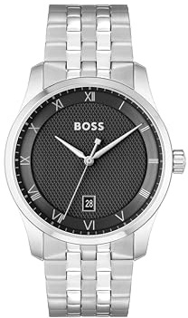 BOSS Analoge Quarzuhr für Herren der Principle Kollektion mit Leder- oder Edelstahlarmband, erhältlich in Schwarz, Braun, Grau, Grün und Blau