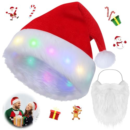 JOKILY Nikolausmütze Rot, Weihnachtsmütze Erwachsene, Plüsche Weihnachtsmann Mütze, Santa Weihnachtsmann Weihnachtsmütze, Kuschelweich Plüsch Weihnachtsmützen für Neujahr Festliche Weihnachtsfeier