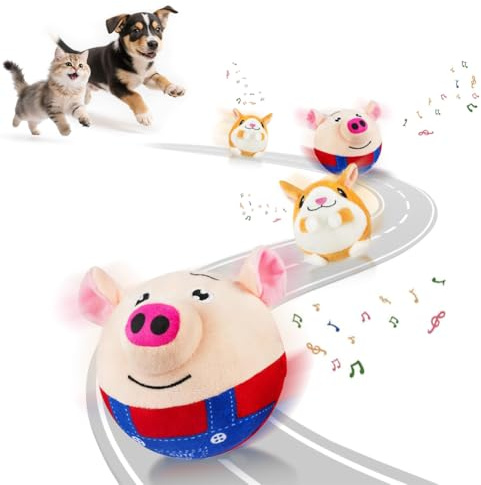 Adiwo Aktives Bewegendes Haustier Plüschspielzeug, 2 Ballhüllen und 1 Rollball Hundeball Hundespielzeug Futter Ball Leckerli Spielzeug Ball Interaktives Hundespielzeug Rot + Hamster Ballhüllen