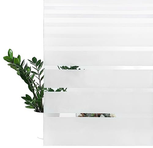 DecoMeister Fensterfolie statisch 67,5x150 cm | Sichtschutzfolie Fenster Milchglasfolie statisch haftend | Folie Fenster für Bad und Büro - Tageslicht genießen, Sichtschutz erhalten Weiß Streifen