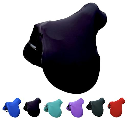 Majestic Ally English Saddle Cover with Adjustable Handle, 4-Way Stretch Spandex/Elastane Fabric, Multiple Colors (Black)