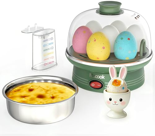 Macook Electric Egg Cooker for Easter, 7 Egg Capacity with Auto Shut-Off, Spring Green Hard Boiled Egg Maker, Ideal Easter Gift for Egg Decorating, Includes Measuring Cup