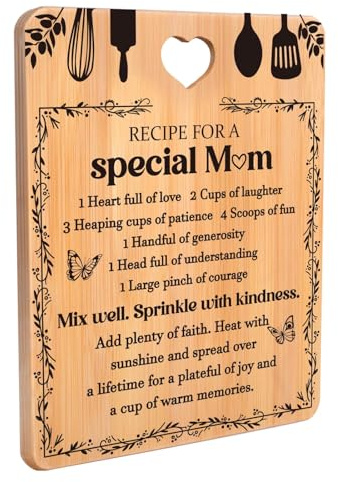 Gifts for Mum - Bamboo Made Engraved Cutting Board, Mum Gifts from Daughter/Son Recipe for A Special Mom Best Birthday Mothers Day Gifts for Mum
