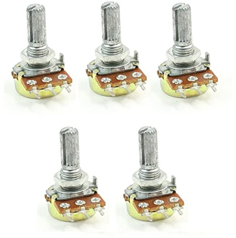 5PCS WH148 Potentiometer 1K 2K 5K 10K 20K 50K 100K 500K 1M 3Pin 20mm Welle Linear Taper Dreh Potentiometer Variabler Widerstand Energie verbrauchende Komponenten (Size : 10K Ohm)