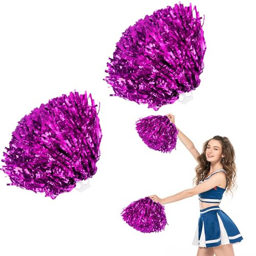 Cheer Leader Poms Pom, 2 pezzi pompon da cheerleader, Metallici Pon Pon Cheerleader, Pom Poms Cheerleading Con Manici, per Danza, Feste Sportive, Competizioni Sportive