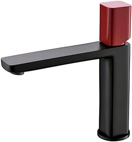 PHNOITPQ Waschbecken Wasserhahn Badezimmer Waschbecken Mischbatterie Bürste Gold Chrom Schwarz Rot Mode Waschbecken Wasser Waschbecken Mixer Kupfer-Schwarz (Color : Black Red)