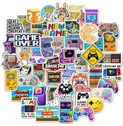 BEATRI Gaming Stickers for Boys 50 Pcs Video Game Stickers Pack for Boys Water Bottles Stickers Vinyl Stickers for Teens Boys