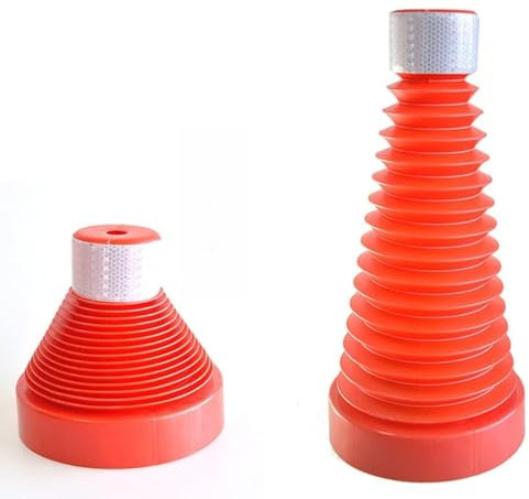 Tseukoe Verkehrsleitkegel aus Kunststoff, Teleskop-Gummiaufsatz, Ärmel, Kostüm, zusammenklappbarer Verkehrsleitkegel mit reflektierendem roten Sicherheitskegel(1pc)