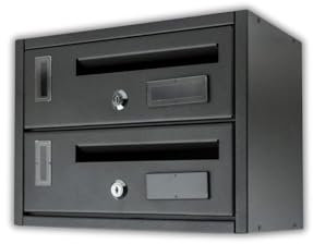MOHOME Cassetta Postale Esterno Condominiale Antracite Componibile Modulare Orizzontale Ferro Pesante 2 Scompartimenti Dimensioni 30 x 17 x 22 cm Apertura Frontale Interno Doppia Chiave Sicurezza