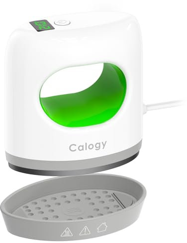 Calogy Prensa térmica Super Mini, 4 ajustes de temperatura máximo 210 °C, pantalla LED, 15 mins apagado automático, mini plancha de precisión para zapatos, gorras, posavasos y parches