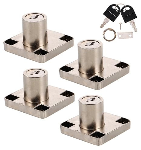 HOMSFOU 4sets Office Desk Drawer Lock Zinc Alloy Cabinet Drawer Lock for Security Keys for Cabinets Medical Boxes Home Office