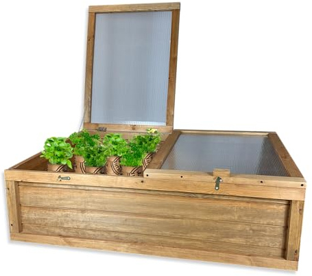 GARTENETAGE Hochwertiges Frühbeet mit Abdeckung - Witterungsbeständig, Einfache Montage, Schutz vor Schädlingen, Verlängerte Anbausaison, Pflegeleicht, 120x80x35 cm