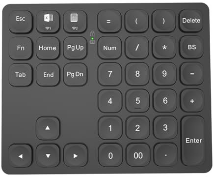 Sxmrmnx Teclado numérico Bluetooth dual recargable inalámbrico para PC, portátil, teclado digital Slinet, color negro, fácil de instalar, fácil de usar