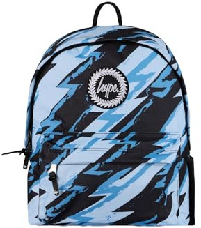 Hype Boys Backpack, Blue Iconic Style with Lightning Scribbles, School Bag for Kids, Comfortable Rucksack with Bottle Holder, 3 Storage Compartments, Padded, Adjustable Straps & Grab Handle