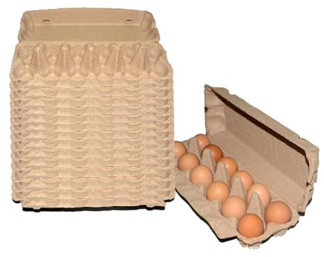 CUCUFA Cartones de huevo, bandejas de huevo de 15 piezas, soporte de 12 recuentos, bandeja de almacenamiento de pulpa de papel kraft, cajas
