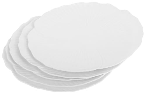 Mobestech Piatto a Petali Bianco in Pp, Set 5 Pezzi, Riutilizzabile
