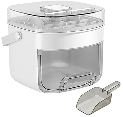 Ice Cubes Tray for Freezer, Food-Grade Ice Cubes Moulds, 48PCs Ice-Cubes Maker with Lid and Bin, Release All Ice-Cubes in A Press, with Ice-Scraper, Non Stick ICES Making Tool for Whiskey Cocktails