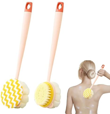 Cepillo Espalda Ducha con Mango Largo,Suuwwn 2 Pcs Cepillo espalda ducha Esponja Espalda Ducha y Cepillo Ducha Cepillo Exfoliante Corporal