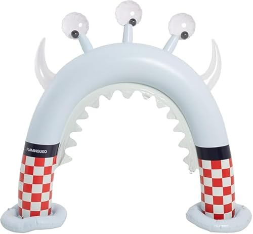 Flamingueo Aufblasbare für Kinder, Für Pool und Strand, Monsterdesign, PVC, Material Beständig, Einzelventil, Water Sprinkler 140 x 55 x 180 cm