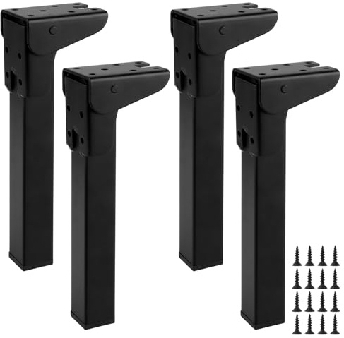 GOYADA 4 Stück Tischbeine Klappbar 20cm, Metall Tischbein Klappbar Schwarz 90 Grad, Tischbein Klappbettfüße Möbelfüße für Tisch, Bett, Sofa, Laptop-Tischbeine, Schrank