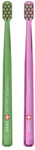 Curaprox CS 5460 Duo Sommeredition 2025, Transparent Pink/Grün | Zahnfleisch- & Zahnschmelzpflege, 2er-Pack, Swiss Made